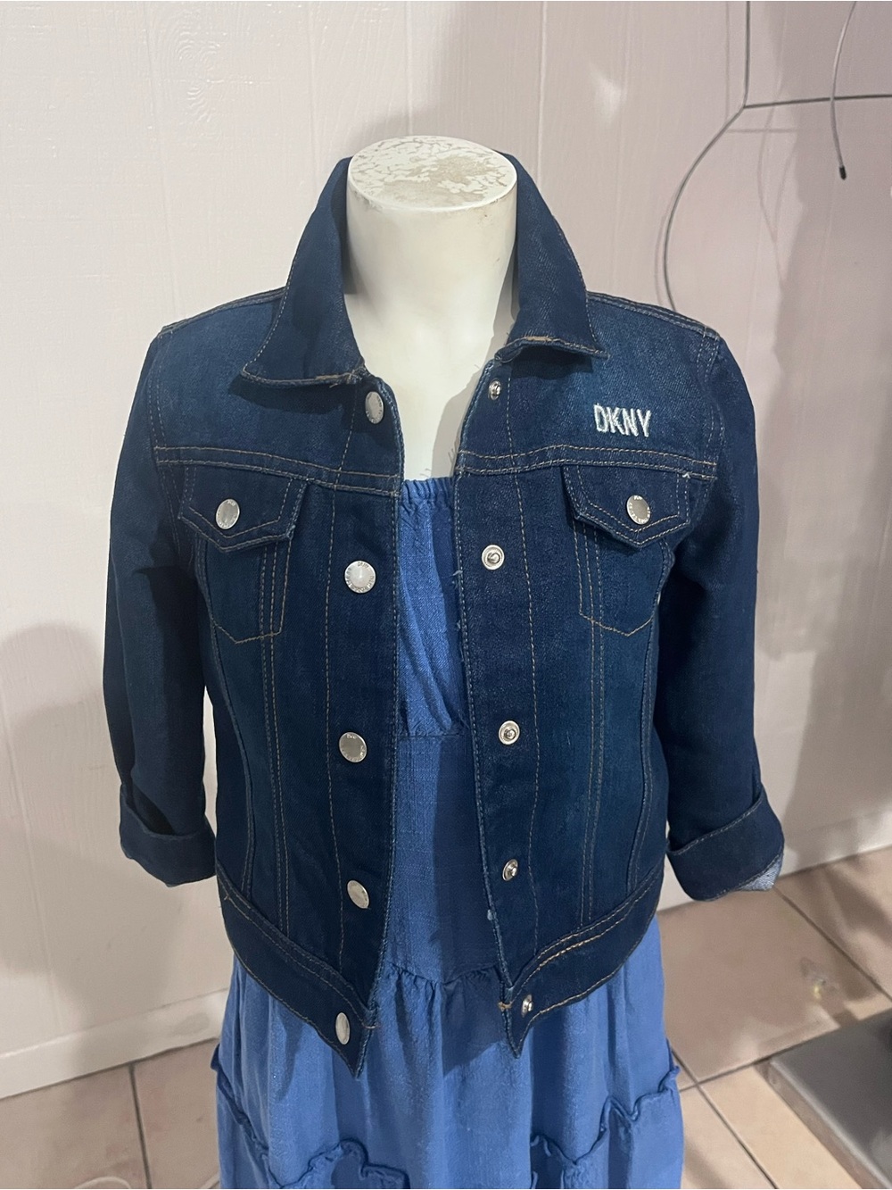 DKNY Indigo Denim Jacket with Silver Buttons